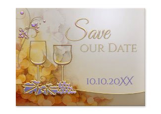 Elegant artistic gold wine themed Save the Date card