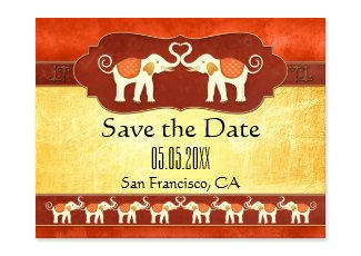 Elephant Indian exotic Save the Date Postcard
