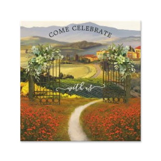 Colorful Tuscan landscape Italian wedding invitation - Anne Vis Wedding Art Blog
